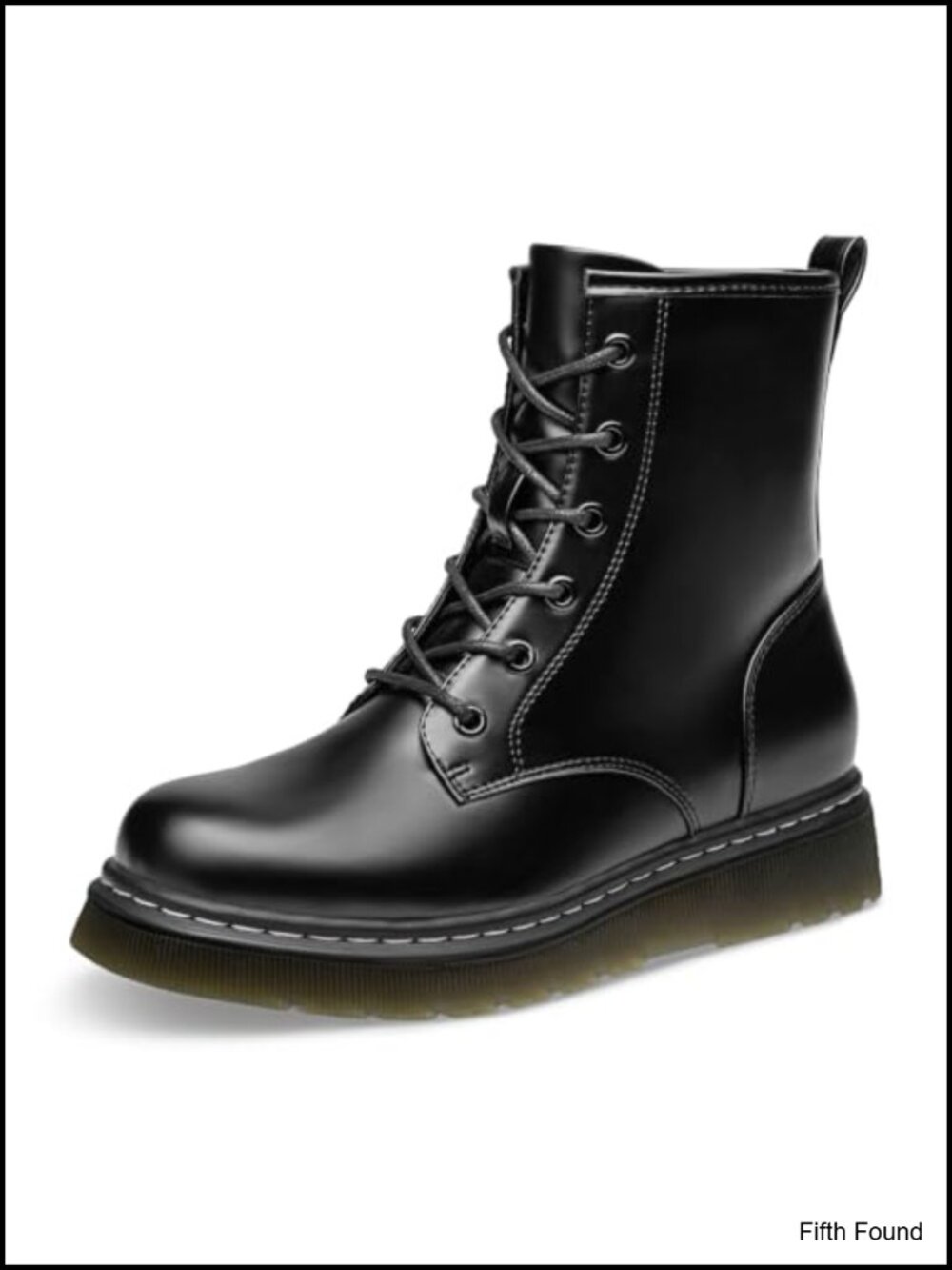 Faux Leather Lace-Up Low Platform Combat Ankle Boots